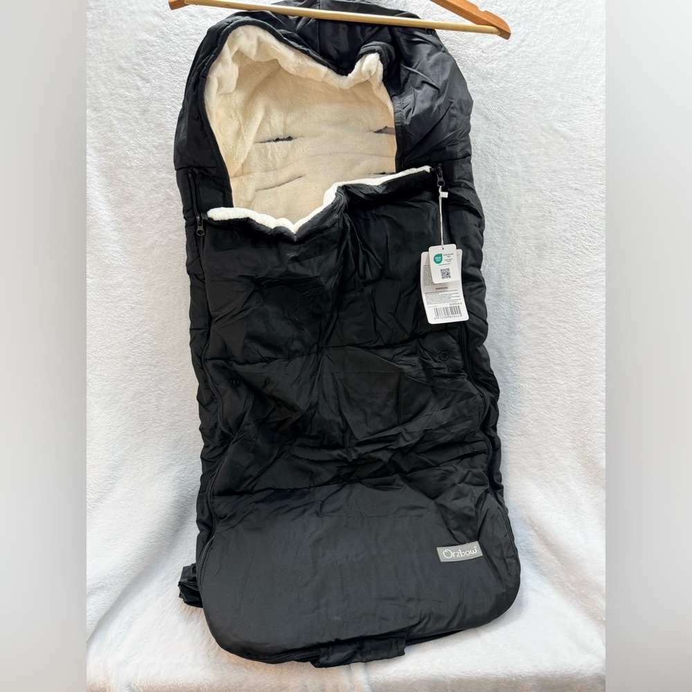 Orzbow Stroller Footmuff NWT Black Winter Bunting‎ Sack w Bag